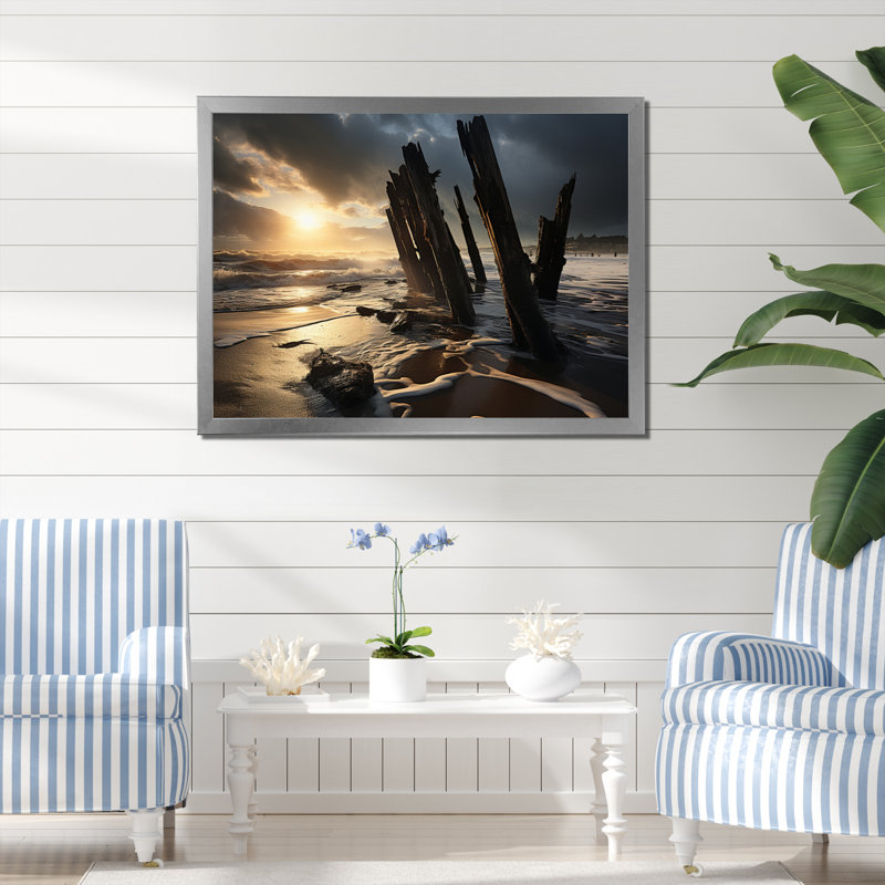«Beach Photo Rockies IV» sur toile, Cadre photo argenté, H 24 po x l 32 po x P 1 po
