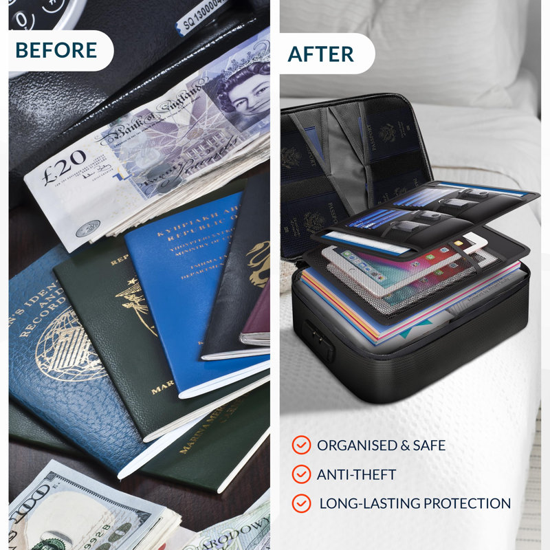 Fireproof Document Box with Combination Lock