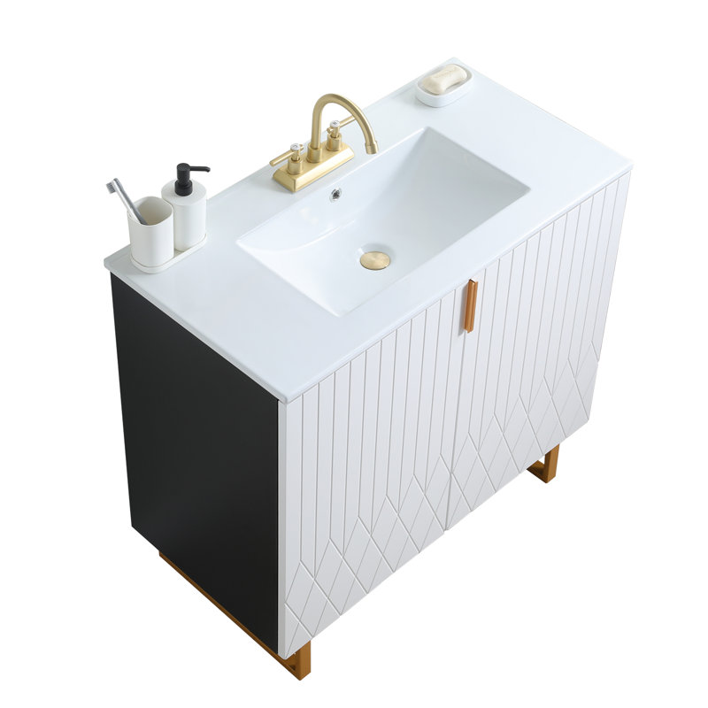 Ensemble de meuble-lavabo simple blanc 36 po, Central, 36"