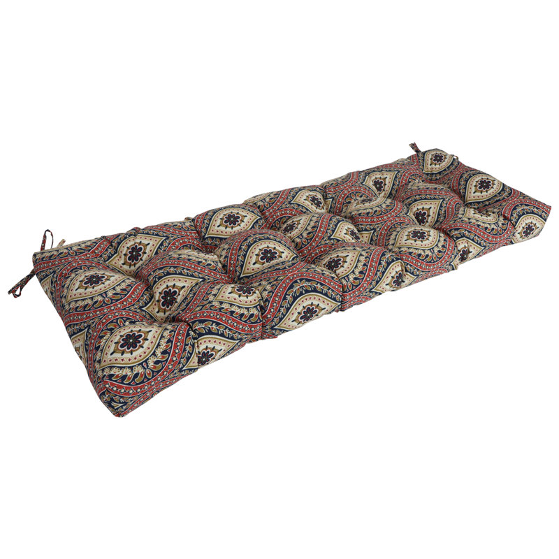 Coussin de causeuse d'extérieur touffeté, L 60 po x P 19 po, Rouge / brun clair / Jasmina Lakewood marocain