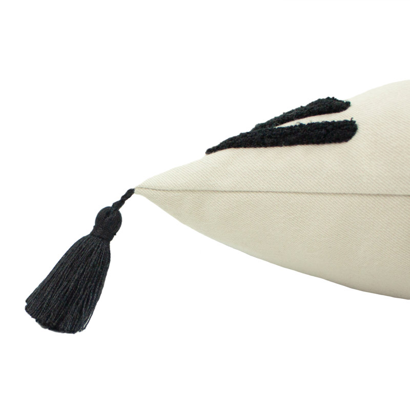 Ashram Geometric Rectangular Lumbar Cushion, Polyester, White/Black