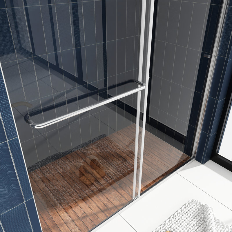 60" W x 72" H Double Sliding Framed Tub Door, Nickel, 54" W