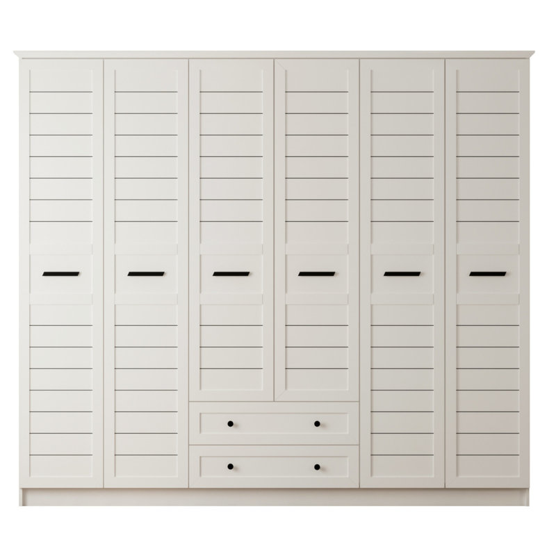Schaffer 6 Door Manufactured Wood Wardrobe, 184cm H x 210cm W x 52cm D