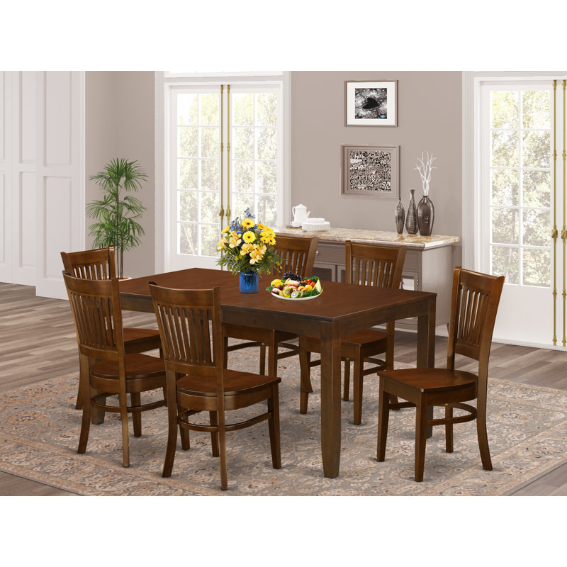 Ensemble de table de salle à manger 7 pièces composé d'une table de salle à manger rectangulaire avec rallonge papillon et 6 chaises en bois, 36 x 66 pouces, espresso