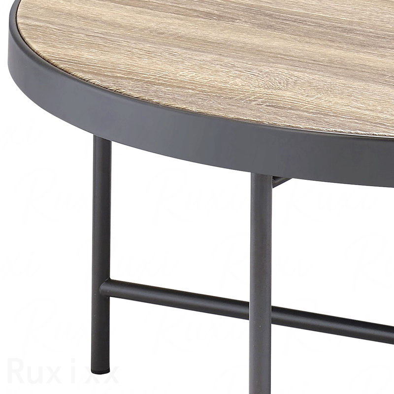 Table basse en chêne gris patiné avec structure noire
