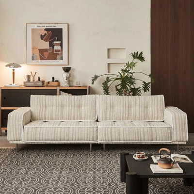 Retro Cream Living Straight-Line Sofa