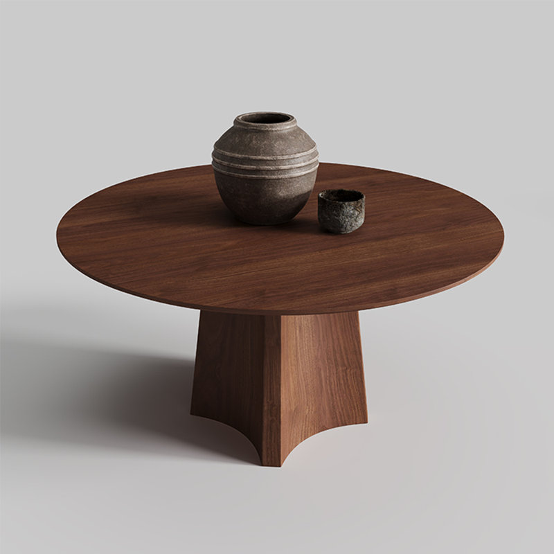 Ancient style solid wood round dining table, 29.5"H x 59"L x 59"W