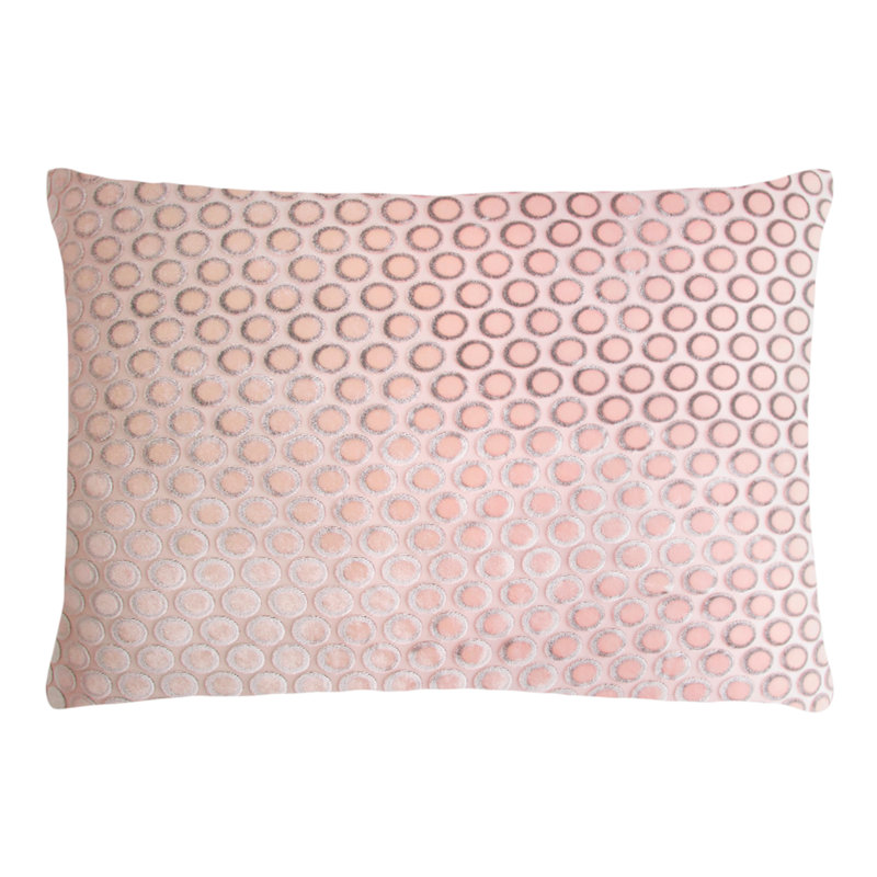 Dots Lumbar Velvet Pillow Cover & Insert, Blush, 14" x 20"