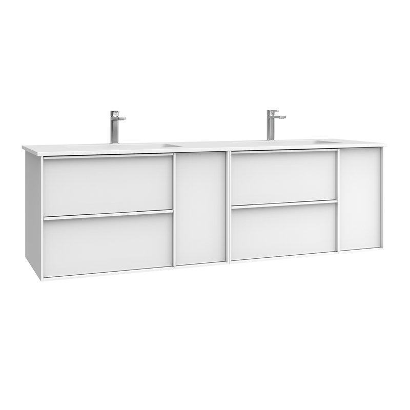 Palma C160D 63.0" Wall Mounted Bathroom Vanity, Matte White, 55.5''