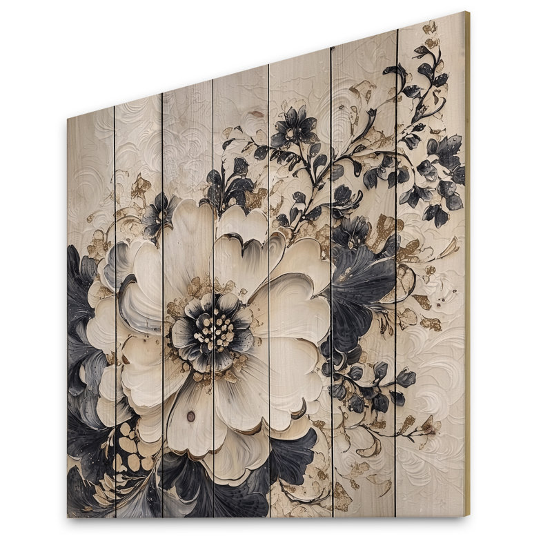 Décoration florale rétro de fleurs de mamans II - bois traditionnel sur bois de pin naturel, H 30 po x l 30 po