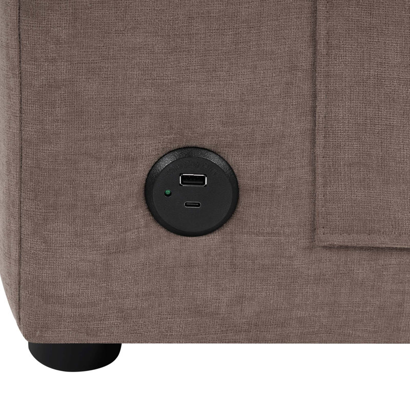 Canapé modulaire moderne avec méridienne incurvée, ports USB et poches de rangement