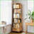 Bookshelf, 6 Tier 360° Rotating Round Spinning Bookshelf with Wheels &amp; Drawer, Wood Color for Small Spaces | Engineered Wood | MDF