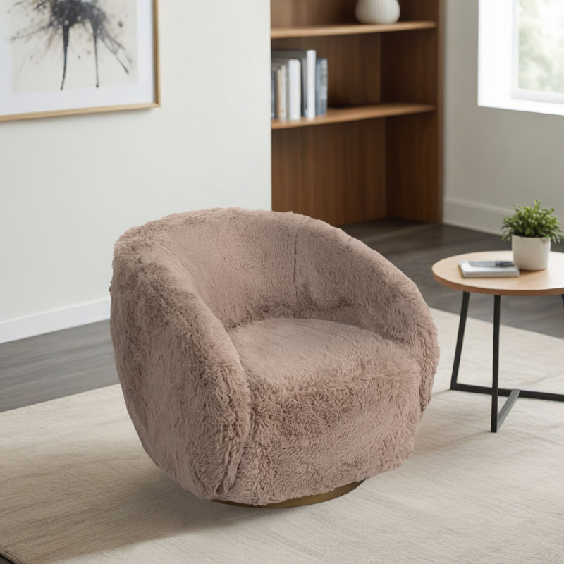 Modern Swivel Chair with Metal Frame and Plush Fabric Upholstery, Contemporary Rounded Design with Non-Woven Support for Stylish Comfort and Durability