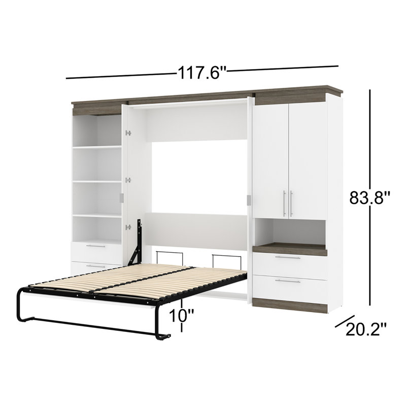 Lit escamotable avec tiroirs Camalla, Blanc
