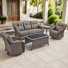 Harbor 5-Piece Outdoor Wicker Patio Furniture Set, 5" Thick Cushioned Rattan Set With Swivel Chairs & Coffee Table