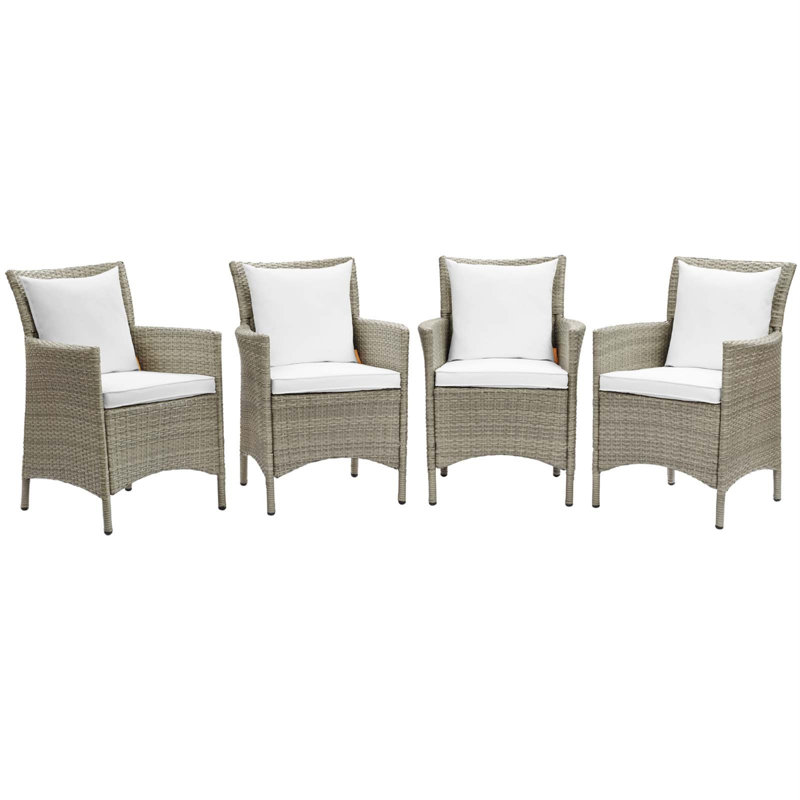 Fauteuil de patio extérieur en rotin et osier Conduit par Modway, Blanc