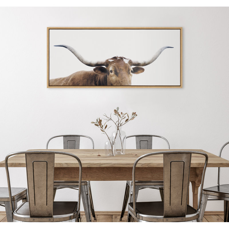 «Texas Longhorn» par The Creative Bunch Studio, reproduction d'art sur toile encadrée, Tanné