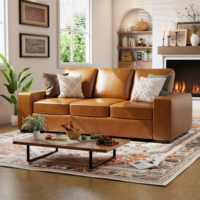 Caynemore 85'' Faux Leather Sofa, 3