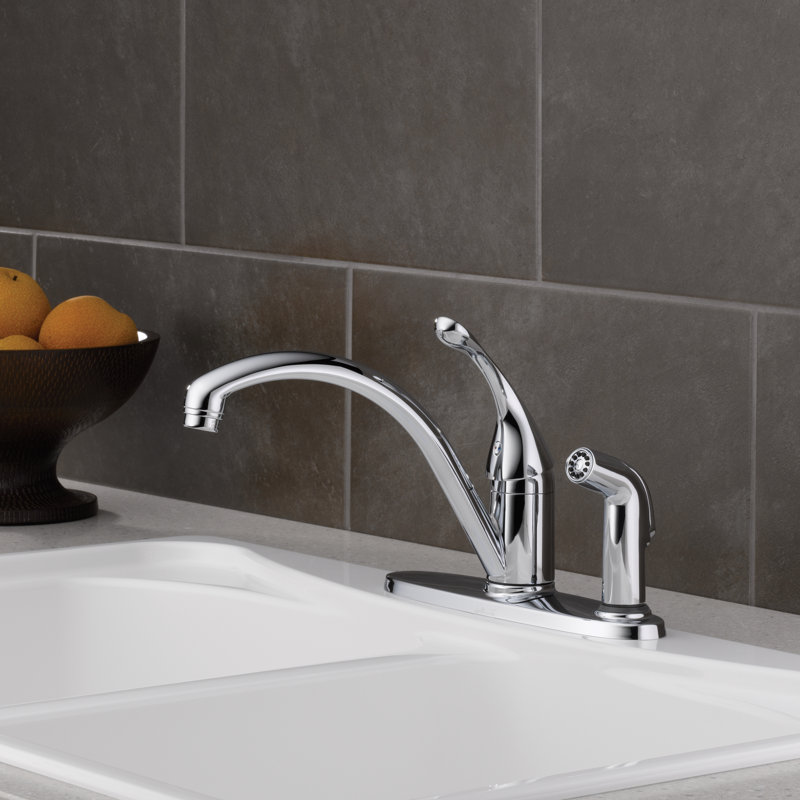 Collins Single Handle Kitchen Faucet with Side Spray and Diamond Seal Technology, Chrome