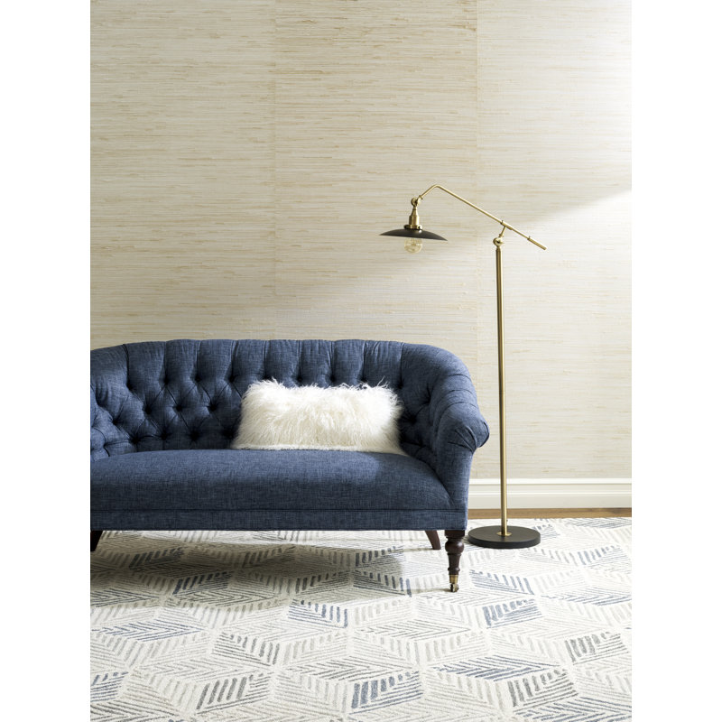 Karari Hand Hooked Wool Rug, Rectangle 9'6" x 13'6", Gray/Blue
