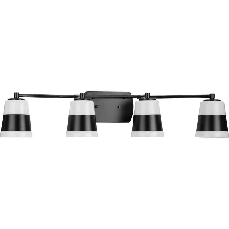 Éclairage pour meuble-lavabo à 4 lumières à intensité variable Markail, Noir mat, Noir mat / blanc