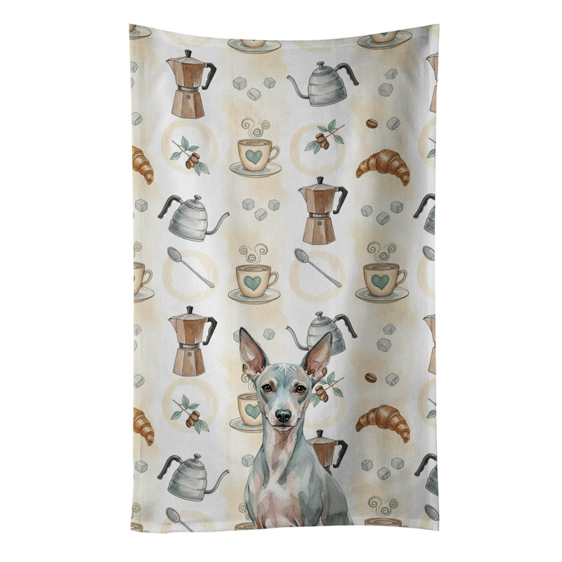 American Hairless Terrier Coffee Bar Kitchen Towel, American Hairless Terrier