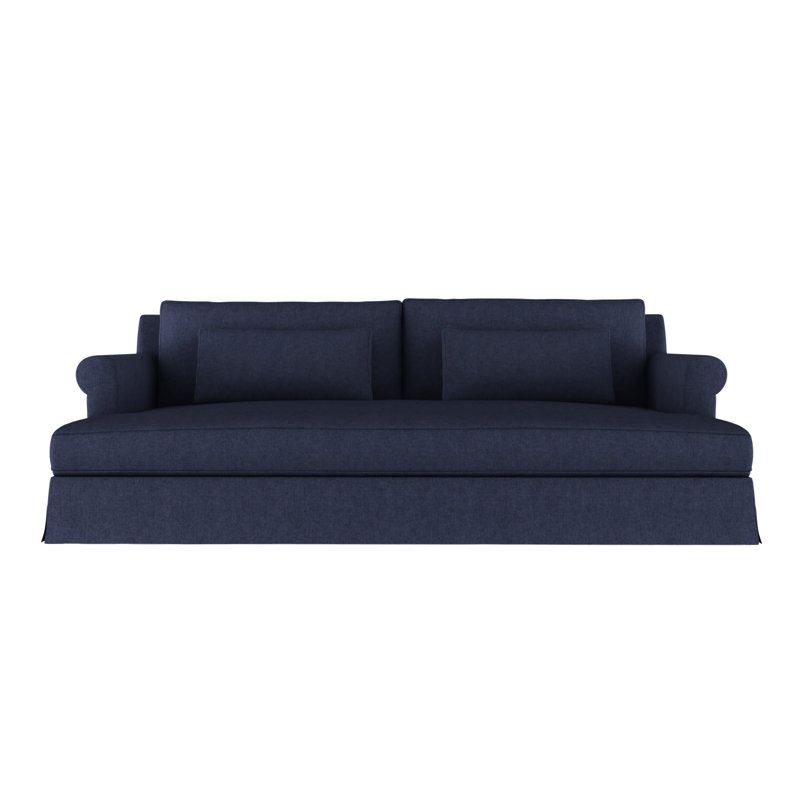 Ludlow Rolled-Arm Skirted Daybed, Weathered, Vintage Leather Alabaster
