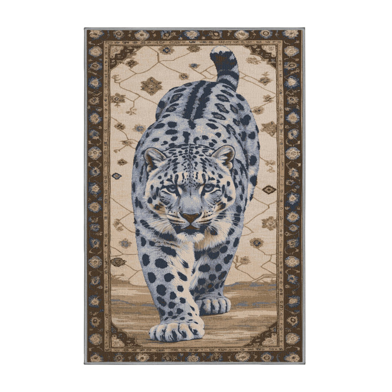  Tapis lavable léopard des neiges, Rectangulaire 8 pi x 12 pi