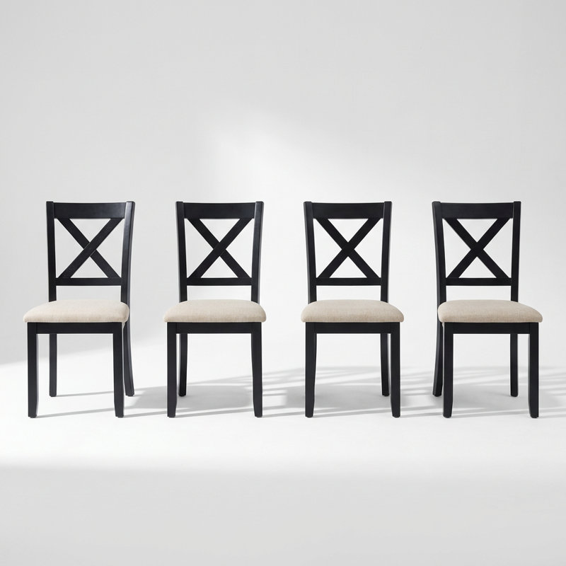 Ensemble de 4 chaises de salle à manger rembourrées modernes avec dossier en X et sièges rembourrés