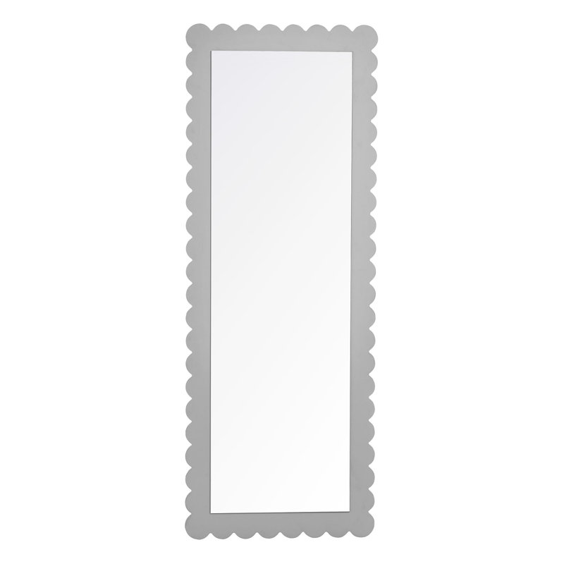 Emmeline Scalloped Rectangle Wall Mirror,  Light Gray, 61.3" x 22.52"