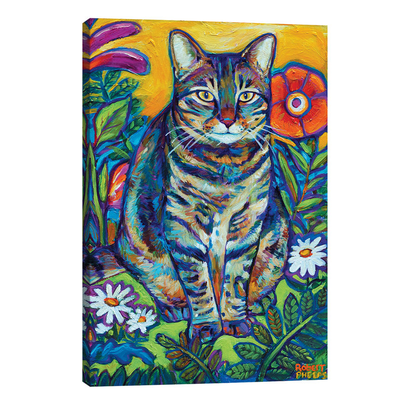 Garden Cat 1 Piece Wrapped Canvas Wall Art, 101.6 cm H x 66.04 cm W x 3.175 cm D