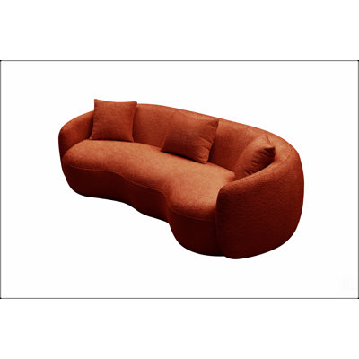 Canapé incurvé 93,6 pouces Mid Century Modern, canapé en tissu Boucle pour chambre, bureau, appartement, orange