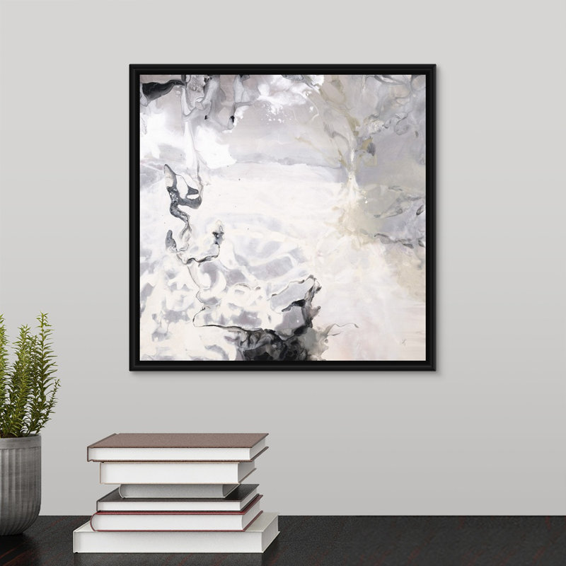 « tone on tone », peinture sur toile, Cadre flottant noir, H 13,7 po x l 13,7 po x P 1,75 po