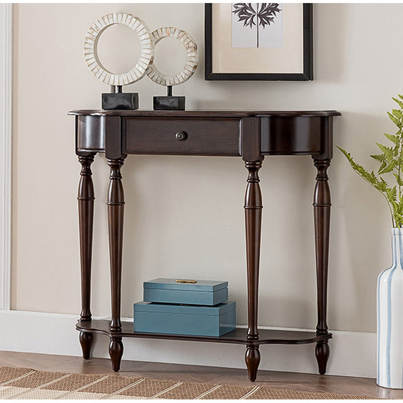 Console d'entrée élégante avec 1 tiroir et tablette inférieure, H 35,43 po x l 35,43 po x P 11,81 po, Noir