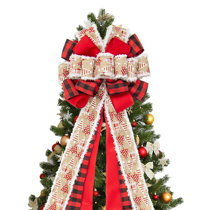 1PC Beautiful Large Red Outdoor Tree Bows Red Bow Tree Topper Big Red Bow