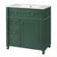 Meuble-lavabo de salle de bain avec lavabo en céramique, portes et tiroirs à fermeture en douceur-627424886