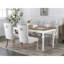 Chaise de salle à manger rembourrée en lin Modern 2, gris, pieds en bois avec garniture cloutée-89774742