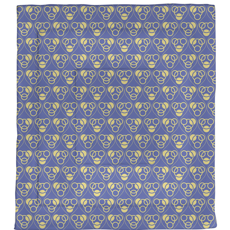 Édredon réversible simple en microfibre Circles Waves, Édredon grand, Bleu/jaune