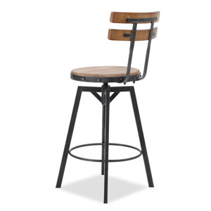 Williston Forge Abbot Swivel Solid Wood Adjustable Height Stool ...