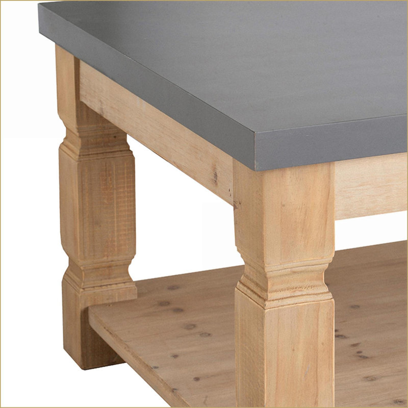 Rustique contemporain gris béton & amp; Table basse en bois pour le salon, design élégant et robuste
