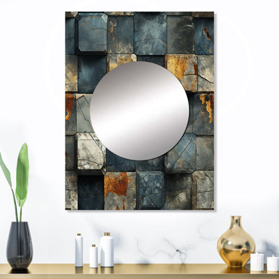 Grey Cubic Striped Wall Pattern - Modern & Contemporary Mirror Wall Decor MTMIR124777