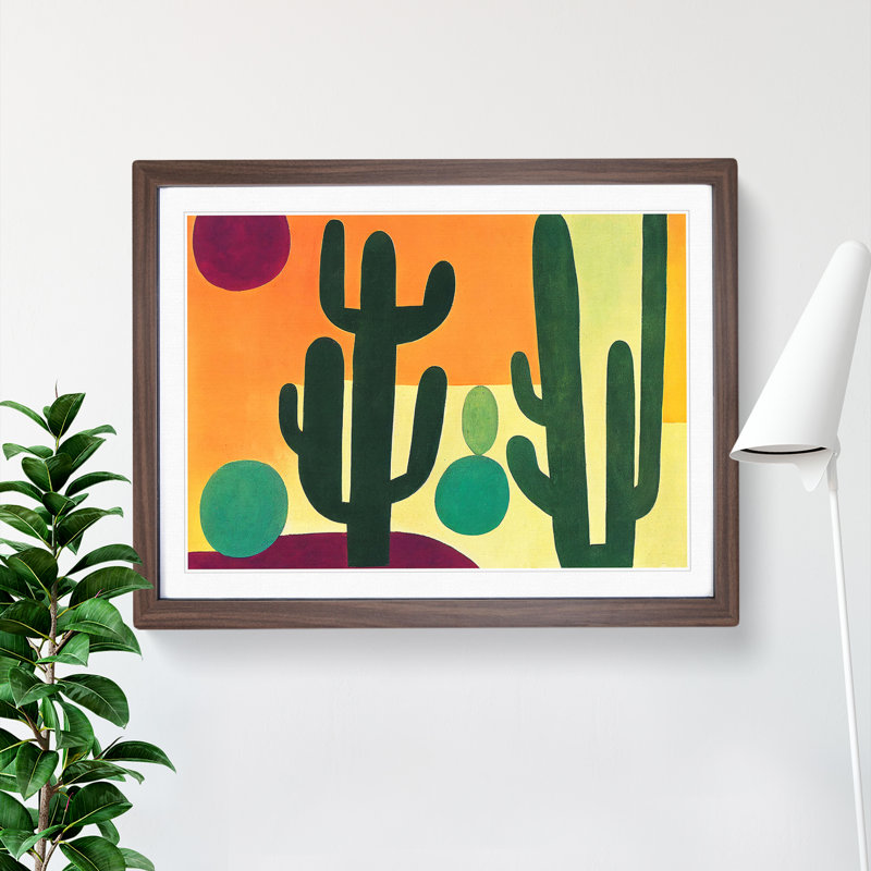 Abstract Cactus Vol.1 - Framed Print, 46cm H x 64cm W x 2cm D, Walnut