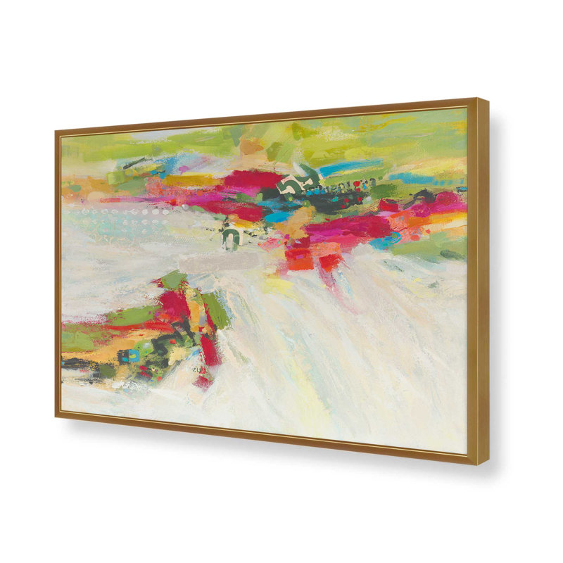 «Survol de la vue d'ensemble» par Janet tantne, H 12 po x l 18 po, Impression sur cadre ouvert sans papier mat, Doré