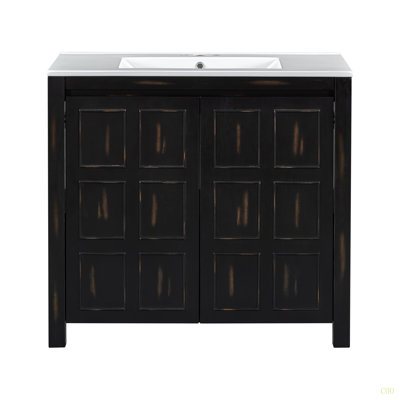 72" Bathroom Vanity Set With Double Vanities (Separate), Double Ceramic Sinks, Soft-Close Doors & Adjustable Shelf – Retro  Storage Cabinet For Stylish Bathroom Organization