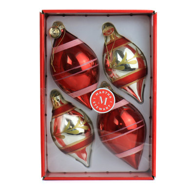 Striped Finial Ornament Set Of Four