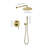 Bathroom Shower Kit With Brushed Gold - Wall Mounted High 10" Stainless Steel Rain Head And Handheld Shower, 2 Way Balance Valve-120920847