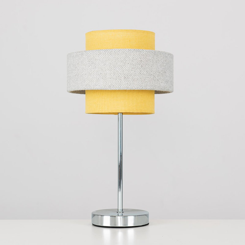 Bogaerts Metal Table Lamp, Not Included, Mustard/Herringbone