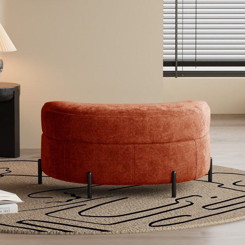 33.9"W Upholstered Storage Ottoman,Dressing Shoe Bench, Terracotta