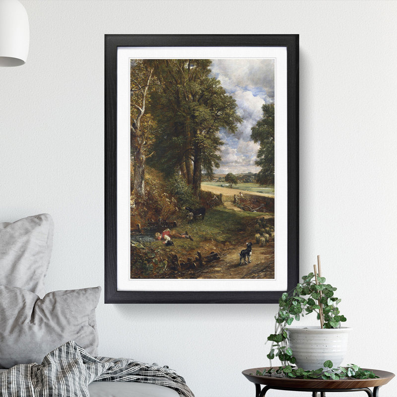 The Cornfield by John Constable - Picture Frame Painting, 48cm H x 36cm W x 2cm D, Black Framed