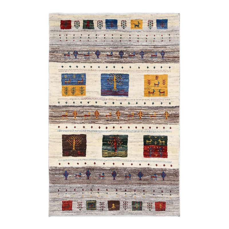 Tapis persan fin Gabbeh 2 pi 9 po x 4 pi 4 po